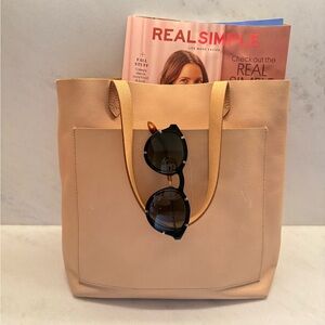 Madewell Leather Tote Bag Natural NWT Minimalist Carryall 14”x12”